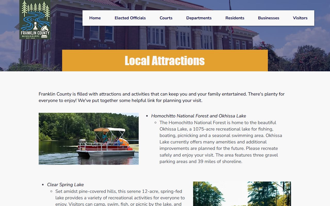 Franklin County local resources page linking to the Chancery Clerk and county offices
