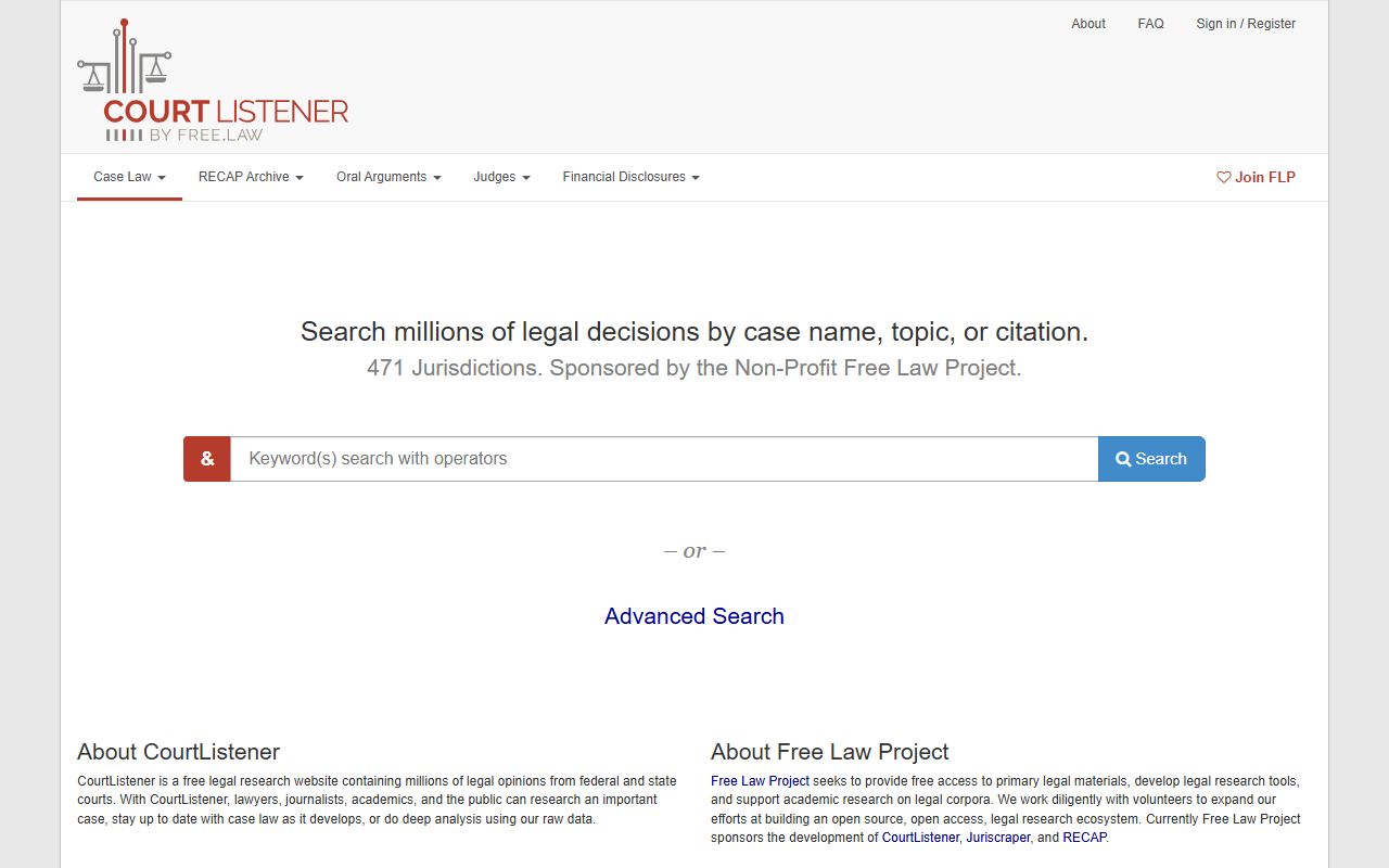CourtListener docket research page used alongside Franklin County court dockets