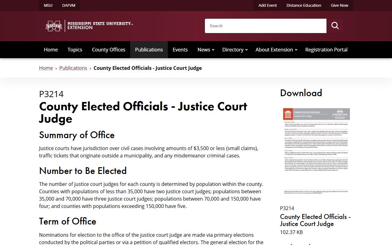 Franklin County criminal court records and Justice Court judge duties