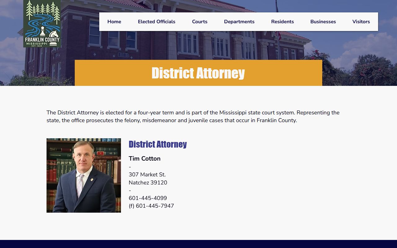 Franklin County District Attorney page tied to criminal court records