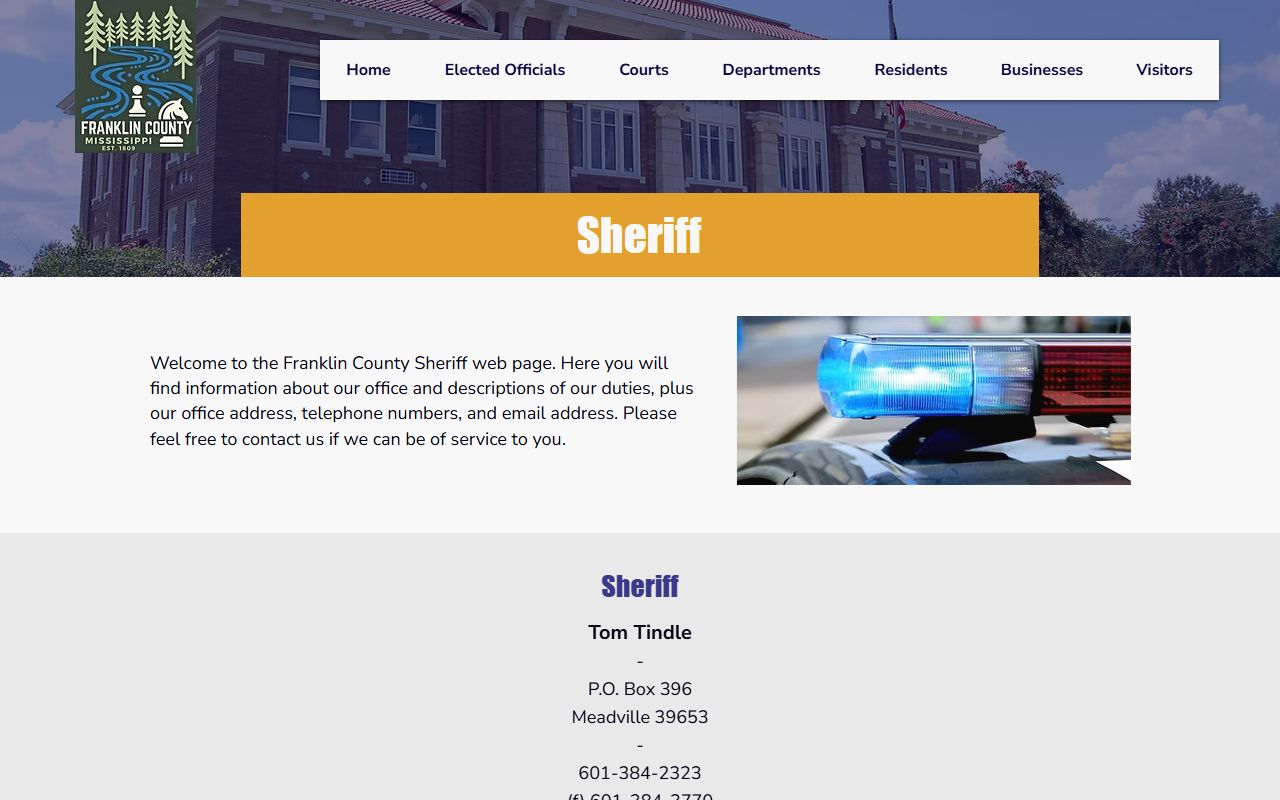 Franklin County Sheriff page tied to jail and arrest records