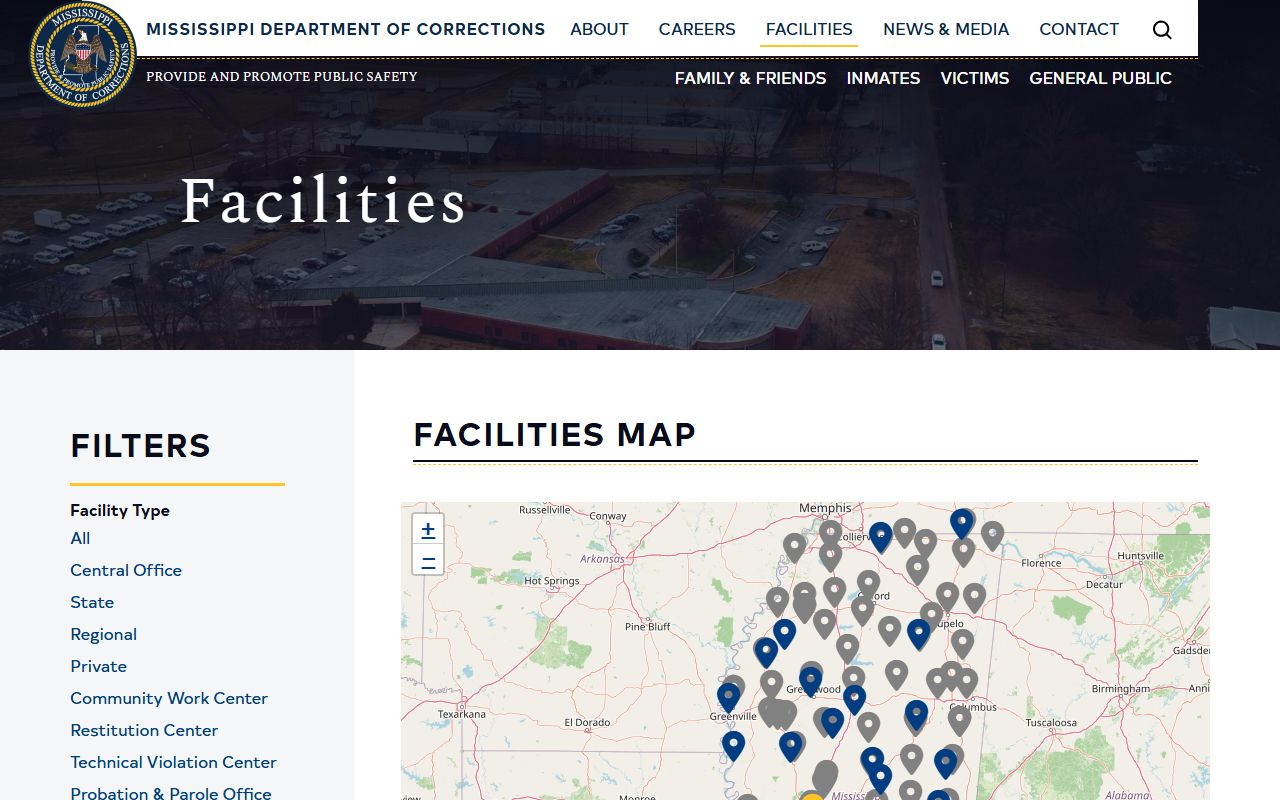 MDOC facilities list showing where Franklin County inmate records may move at the state level