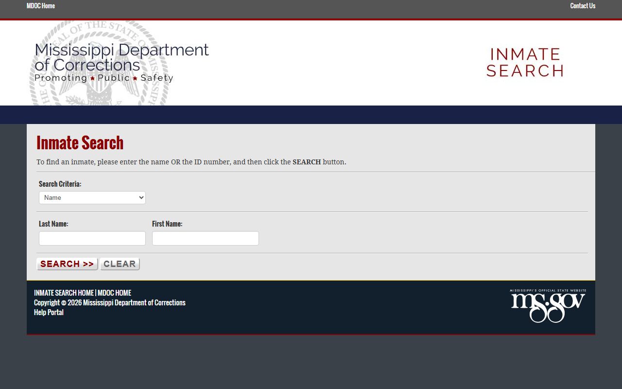 MS.gov MDOC inmate search interface relevant to Franklin County inmate records